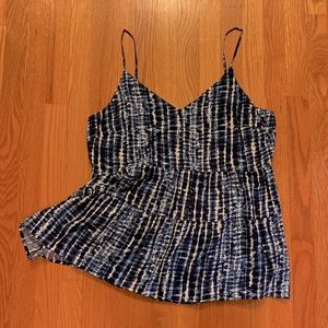 OLD NAVY BLUE TYE-DYE TIERED SPAGHETTI STRAP CAMI TANK TOP SZ XL